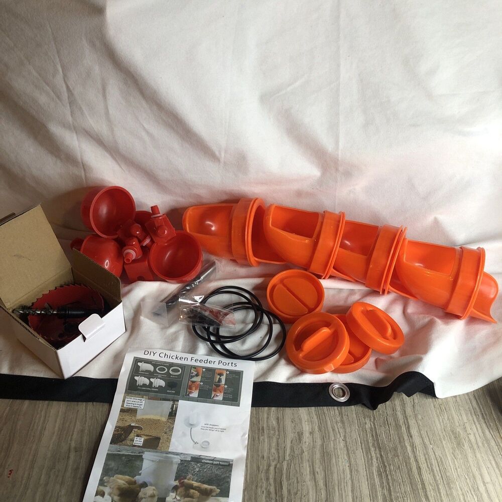 8PCS Chicken Feeder/Water Feeder, Gravity No Waste Poultry Feeder 4 Ports, 1 Bit - Picture 2 of 7